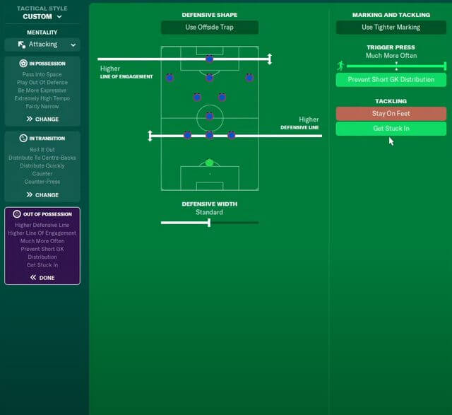 Johan Daly 3-4-3 diamond tactic out of possession