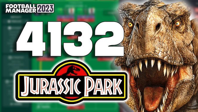 Football Manager 2023 Tactic Jurassic Park 4-1-3-2 counter-attack